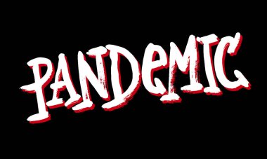 Salgın Tehlike işareti. Grunge el yapımı. Mürekkep harfleri. Korkutucu tipografi.