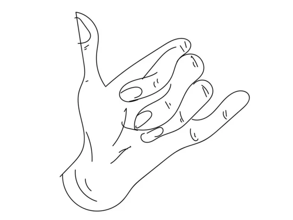 Vector Surfer Hand Sign Isolated White Background Shaka Hand Vector — Stock Vector