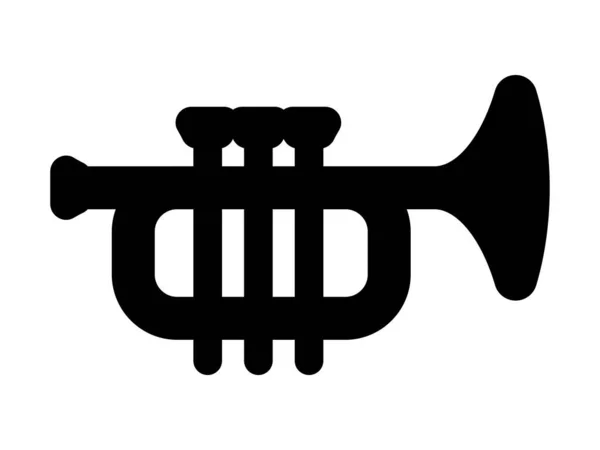 号角乐器音乐图标 简单的线条设计 黑白简约的图解 — 图库矢量图片