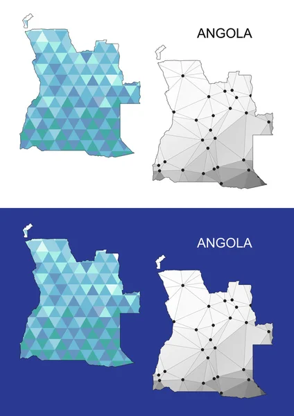 Angola mapa en estilo geométrico poligonal. Triángulo de gemas abstractas. Malla Angola . — Vector de stock