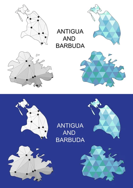 Antigua y Barbuda mapa en estilo geométrico poligonal. Triángulo de gemas abstractas. Antigua y Barbuda malla . — Archivo Imágenes Vectoriales