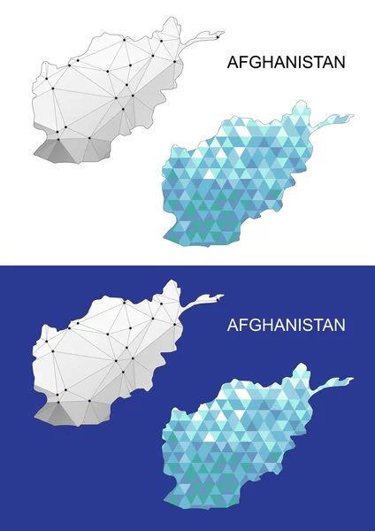 Afganistan harita geometrik poligonal tarzı. Soyut taşlar üçgen. Afganistan kafes. — Stok Vektör