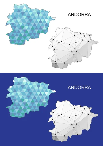 Andorre carte en style polygonal géométrique. Triangle de gemmes abstraites. Maille Andorre . — Image vectorielle