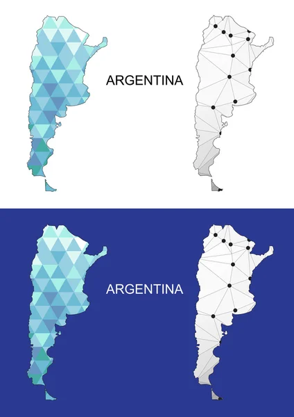 Carte de l'Argentine en style polygonal géométrique. Triangle de gemmes abstraites. maille Argentine . — Image vectorielle