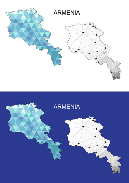 Armenia map in geometric polygonal style. Abstract gems triangle. Armenia mesh.