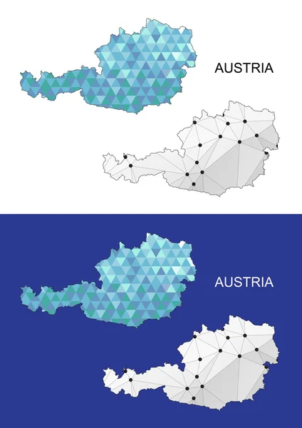 Áustria mapa em estilo poligonal geométrico. Triângulo das pedras preciosas abstratas. Malha Áustria . — Vetor de Stock