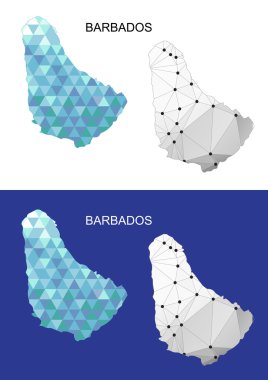Barbados Haritası geometrik poligonal tarzı. Soyut taşlar üçgen.