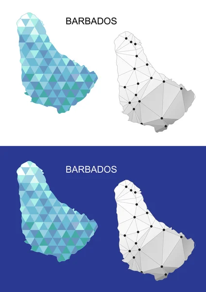 Barbados map in geometric polygonal style. Abstract gems triangle. — Stock Vector