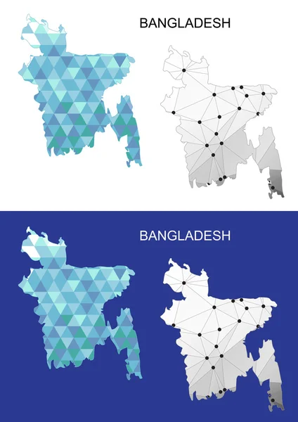 Mapa de Bangladesh em estilo poligonal geométrico. Triângulo das gemas abstratas . — Vetor de Stock