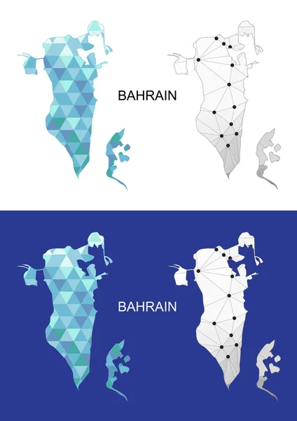 Carte de Bahreïn dans un style polygonal géométrique. Triangle de gemmes abstraites . — Image vectorielle