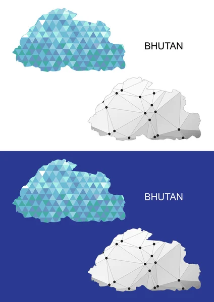 Carte du Bhoutan dans un style géométrique polygonal. Triangle de gemmes abstraites . — Image vectorielle