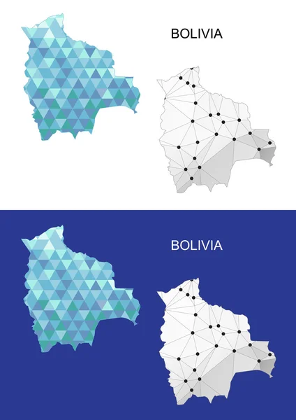 Carte de la Bolivie en style polygonal géométrique. Triangle de gemmes abstraites . — Image vectorielle