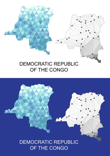 Carte de la République démocratique du Congo dans un style géométrique polygonal. Triangle de gemmes abstraites . — Image vectorielle