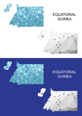 Ekvator Ginesi harita geometrik poligonal tarzı. Soyut taşlar üçgen.