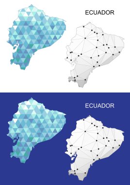 Ekvador Haritası geometrik poligonal tarzı. Soyut taşlar üçgen.