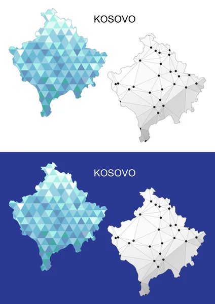 Koszovó Térkép geometriai sokszögű stílusban. Absztrakt drágaköveket háromszög. — Stock Vector