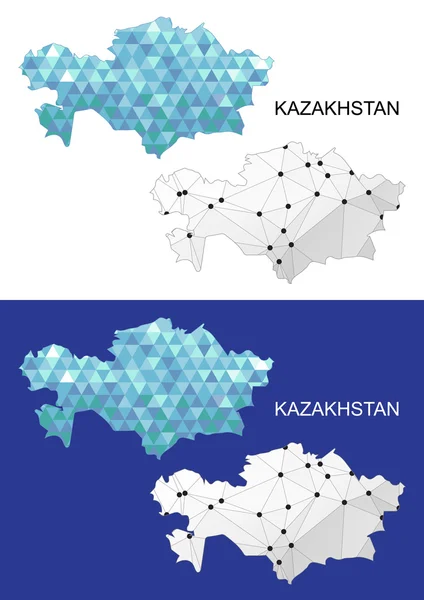 Kazakhstan map in geometric polygonal style. Abstract gems triangle. — ストックベクタ