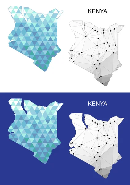 Mappa del Kenya in stile poligonale geometrico. Triangolo astratto delle gemme . — Vettoriale Stock