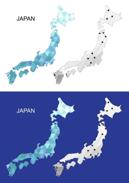 日本地图中多边形的几何风格。抽象的宝石三角. — 图库矢量图片