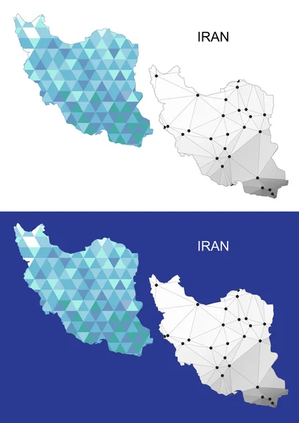 Carte de l'Iran dans un style polygonal géométrique. Triangle de gemmes abstraites . — Image vectorielle