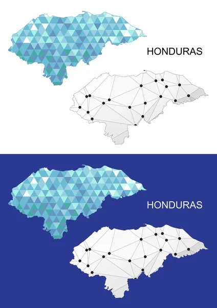 Carte du Honduras en style polygonal géométrique. Triangle de gemmes abstraites . — Image vectorielle