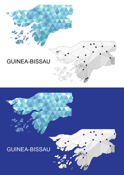 Mapa da Guiné-Bissau em estilo poligonal geométrico. Triângulo das gemas abstratas . —  Vetores de Stock