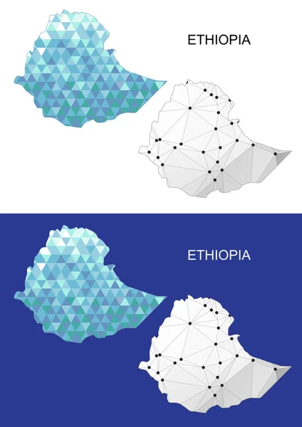 Ethiopia map in geometric polygonal style. Abstract gems triangle. — ストックベクタ