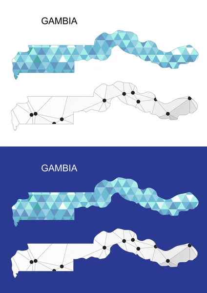 Carte de la Gambie dans un style polygonal géométrique. Triangle de gemmes abstraites . — Image vectorielle