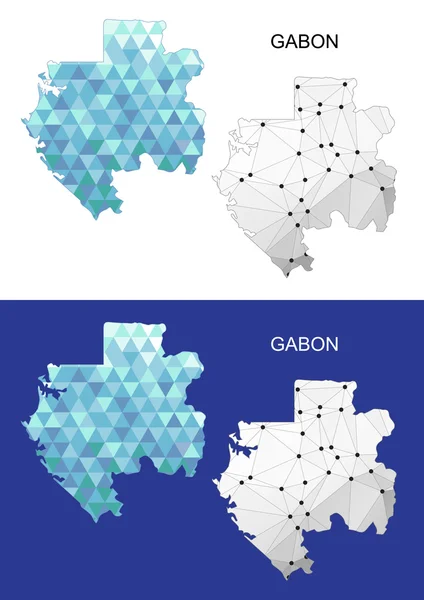 Carte du Gabon dans un style géométrique polygonal. Triangle de gemmes abstraites . — Image vectorielle