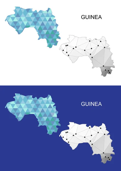 Mapa de Guinea en estilo geométrico poligonal. Triángulo de gemas abstractas . — Vector de stock