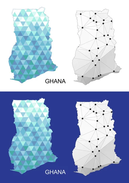 Ghana mapa en estilo geométrico poligonal. Triángulo de gemas abstractas . — Vector de stock