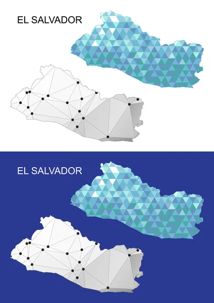 El Salvador Haritası geometrik poligonal tarzı. Soyut taşlar üçgen. — Stok Vektör