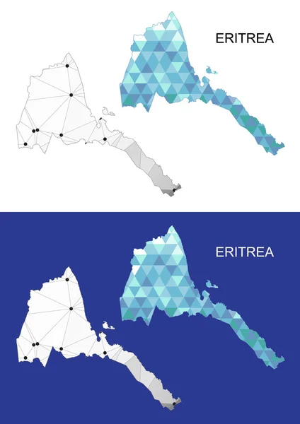 Carte de l'Érythrée en style polygonal géométrique. Triangle de gemmes abstraites . — Image vectorielle