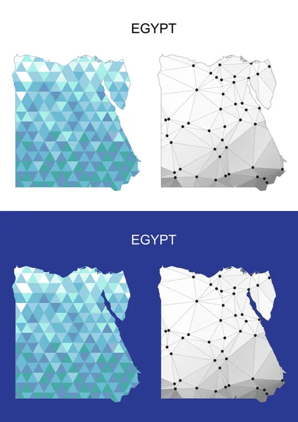 Carte de l'Egypte en style polygonal géométrique. Triangle de gemmes abstraites . — Image vectorielle