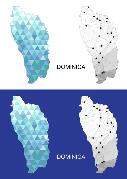 Carte de la Dominique en style polygonal géométrique. Triangle de gemmes abstraites . — Image vectorielle