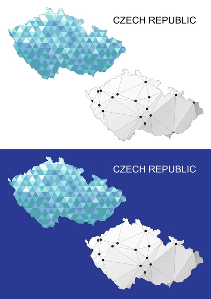 Czech Republic map in geometric polygonal style. Abstract gems triangle. — ストックベクタ