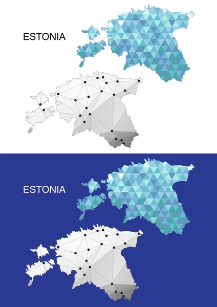Estonia map in geometric polygonal style. Abstract gems triangle. — ストックベクタ