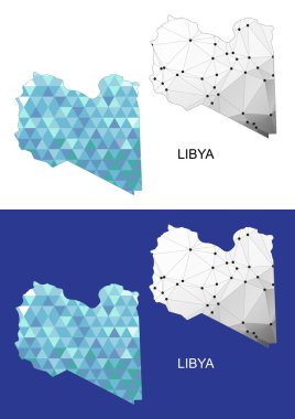 Libya Haritası geometrik poligonal tarzı. Soyut taşlar üçgen.