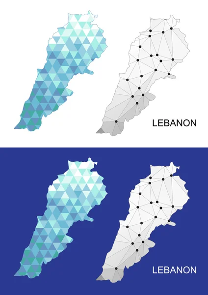 Líbano mapa en estilo geométrico poligonal. Triángulo de gemas abstractas . — Vector de stock