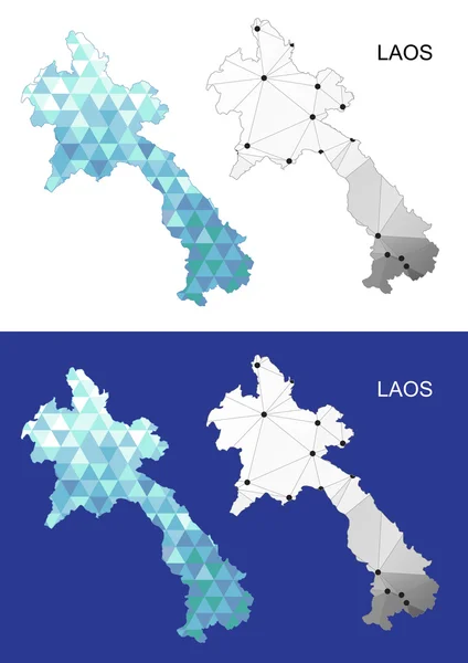 Carte du Laos dans un style polygonal géométrique. Triangle de gemmes abstraites . — Image vectorielle