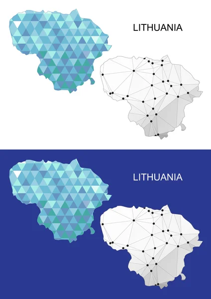 Litvánia térképe geometriai sokszögű stílusban. Absztrakt drágaköveket háromszög. — Stock Vector