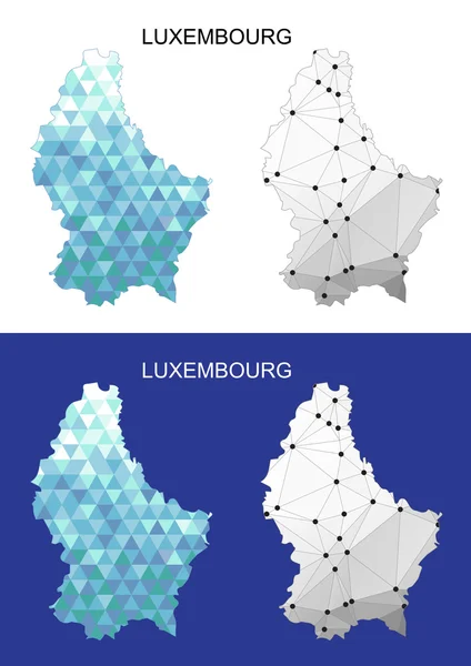Mapa de Luxemburgo en estilo geométrico poligonal. Triángulo de gemas abstractas . — Vector de stock