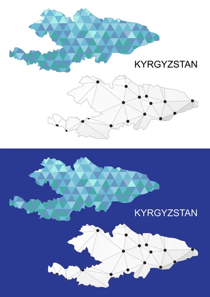 Kirguistán mapa en estilo geométrico poligonal. Triángulo de gemas abstractas . — Vector de stock