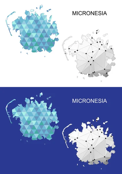 Mapa de Micronesia en estilo geométrico poligonal. Triángulo de gemas abstractas . — Vector de stock