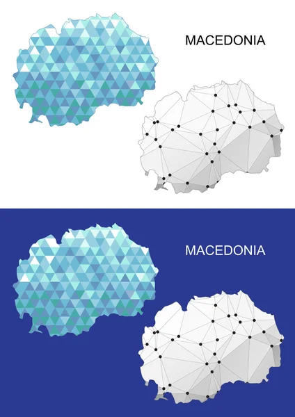 Carte de Macédoine dans un style polygonal géométrique. Triangle de gemmes abstraites . — Image vectorielle