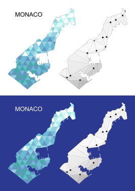 Monako Haritası geometrik poligonal tarzı. Soyut taşlar üçgen.