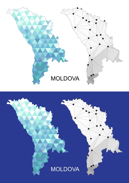 Moldova map in geometric polygonal style. Abstract gems triangle. — Stock vektor
