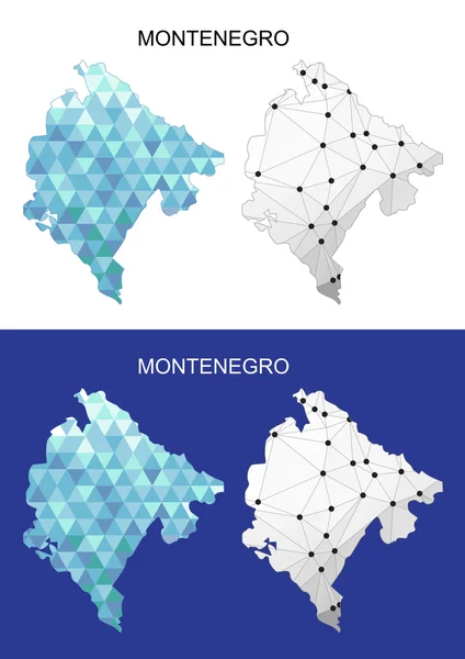 Carte du Monténégro en style polygonal géométrique. Triangle de gemmes abstraites . — Image vectorielle