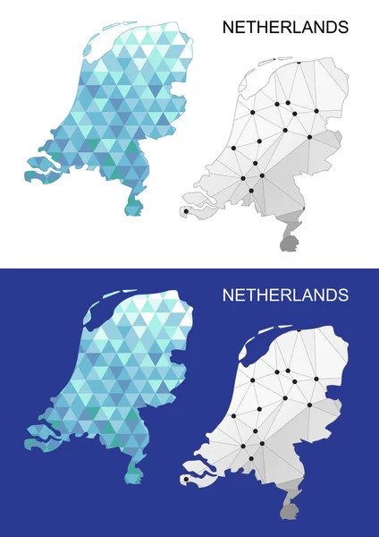 Carte des Pays-Bas en style polygonal géométrique. Triangle de gemmes abstraites . — Image vectorielle