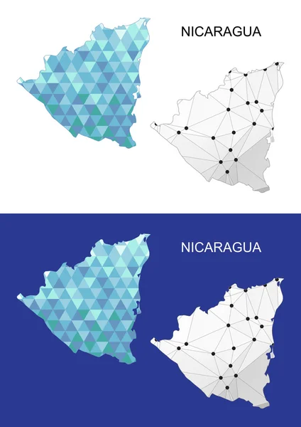 Mapa de Nicaragua en estilo geométrico poligonal. Triángulo de gemas abstractas . — Archivo Imágenes Vectoriales